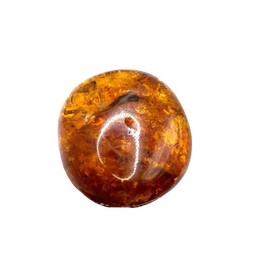 Polished Baltic Amber Stone Hole in Center for a Pendant or Charm